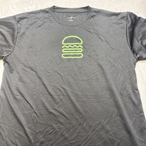 Men's Large Shake Shack Short-sleeve Shirt Black Neon Green Burger Logo